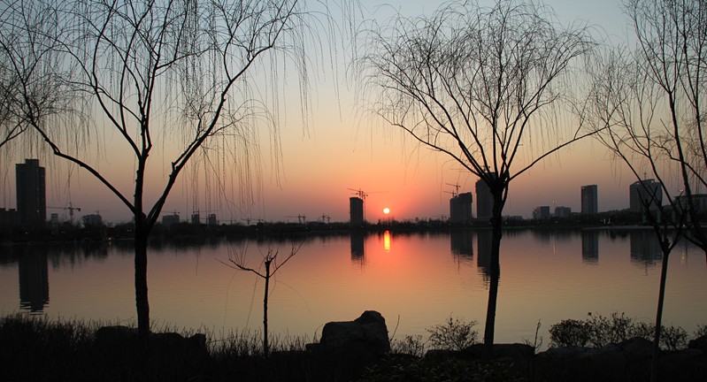 湖光夕阳 摄影 老年学