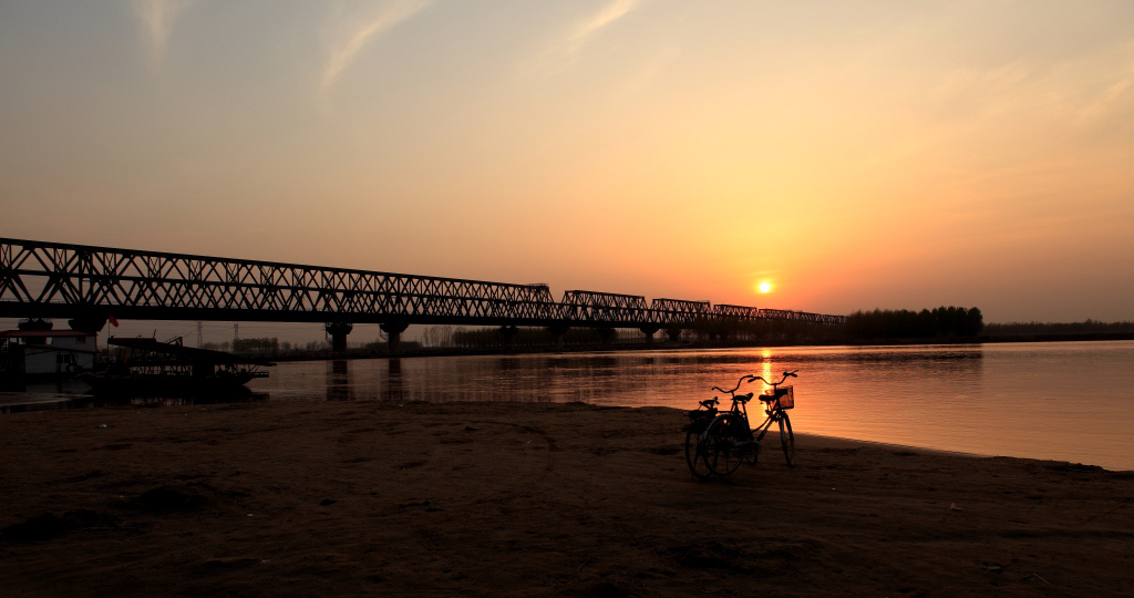 黄河 夕阳 大桥 摄影 无解