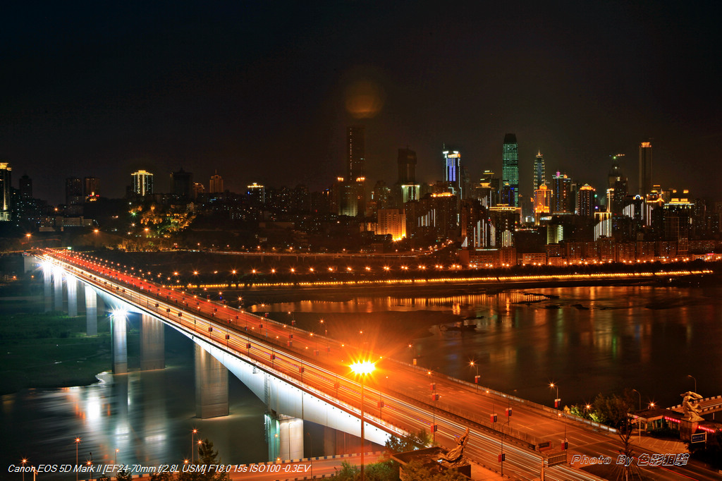 重庆长江大桥夜景 摄影 色影狙击