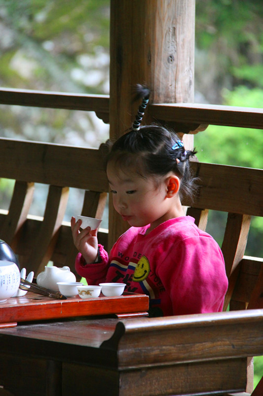 小女品茶 摄影 游天地