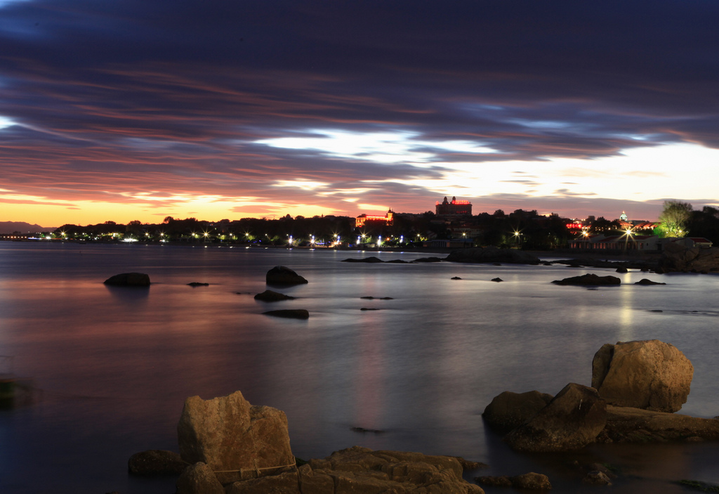 滨海夜景 摄影 风清月朗