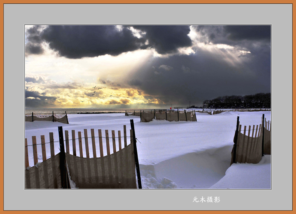 纽约海边雪景 摄影 元木