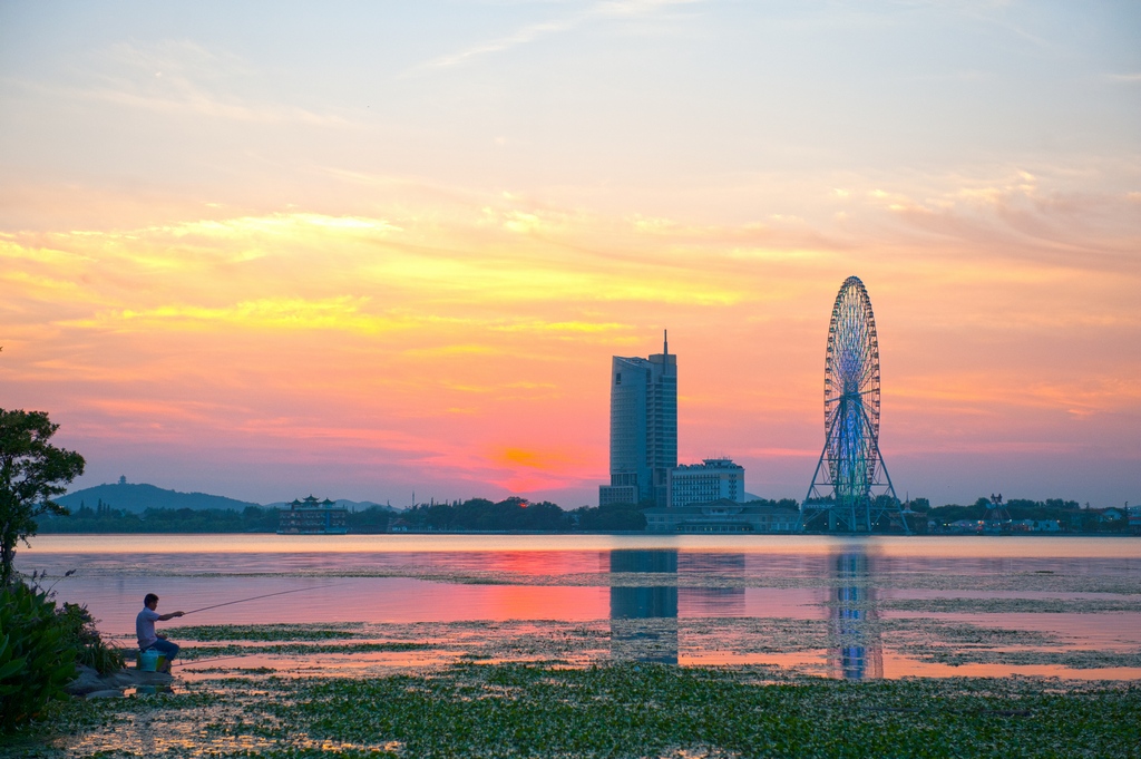 蠡湖夕阳 摄影 江一文