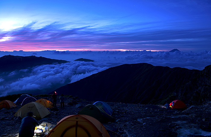 黎明眺望富士山 摄影 景深预视