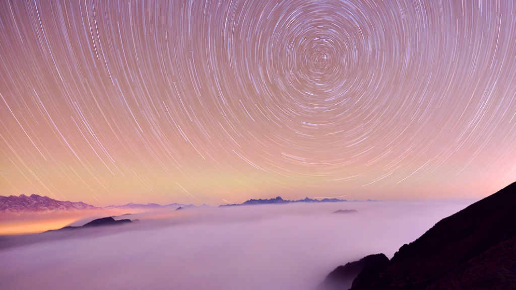 牛背山 星轨 摄影 洞庭秋歌