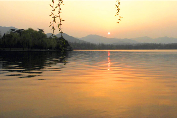 西湖夕阳 摄影 秋鹤与飞