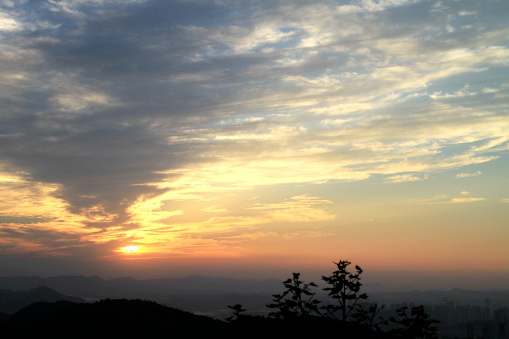 观日落 摄影 青山绿水2