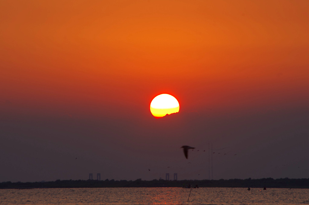 海上看夕阳 摄影 青山绿水2