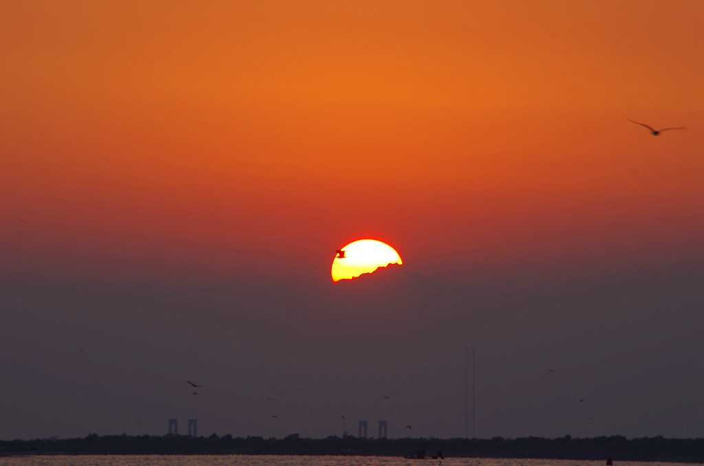 海上看夕阳 摄影 青山绿水2