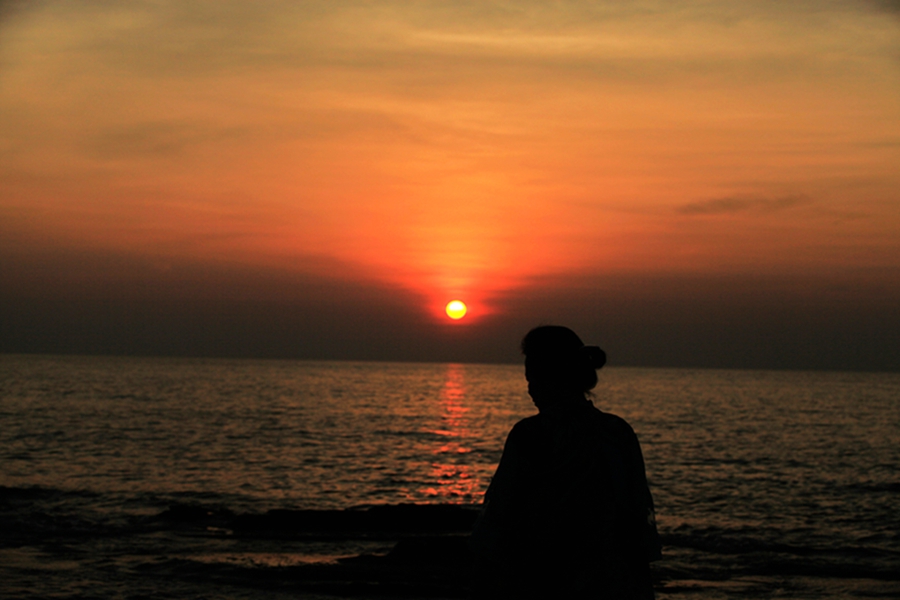 呆萌 摄影 夕阳吻柳