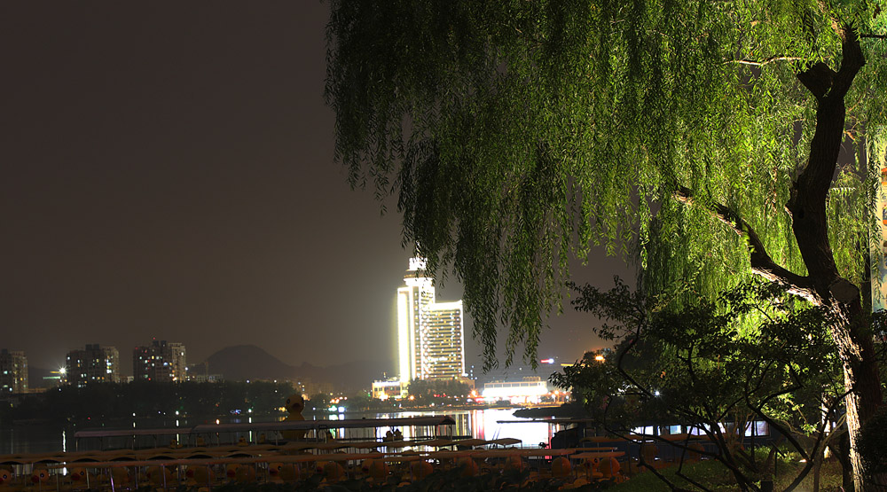 湖边夜景 摄影 松雪