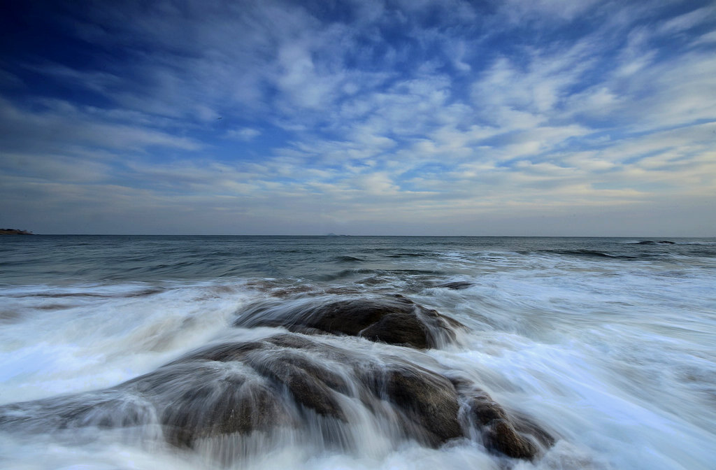 青岛黄昏的海浪 摄影 qdzp