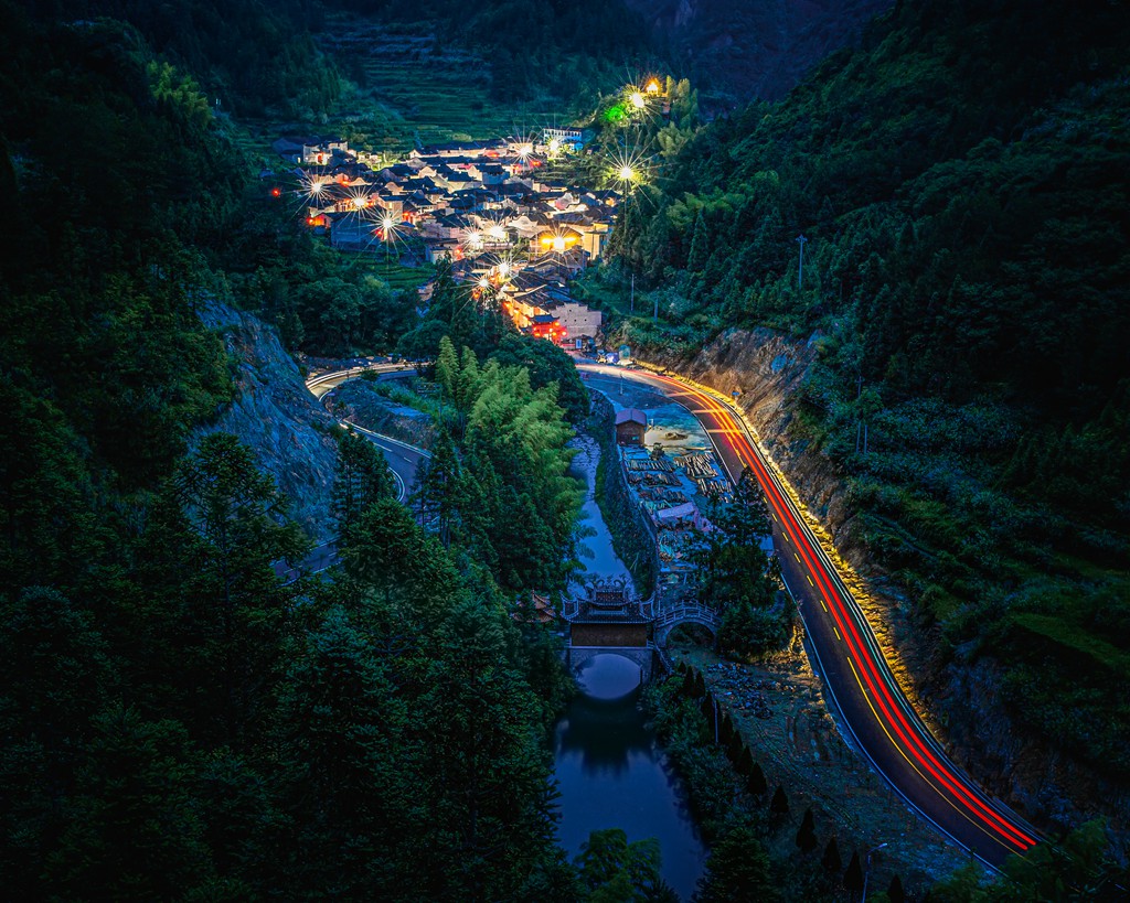 夜幕下的小山村 摄影 上虞鲁班