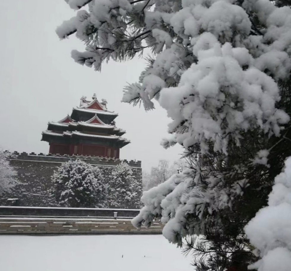 雪中北京紫禁城角楼 摄影 三人